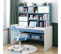 GLMGBP Computer Desk with 2 Storage Drawers & Bookshelf, Adjustable Height Writing Study Desk Teenager Compact Desk & Workstations for Girl Boy(120cm, Blue)