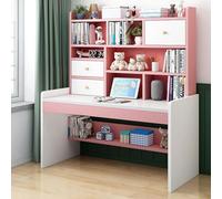 GLMGBP Modern Pink 120cm Multi-functional 2 Drawer & Bookshelf Computer Desk for Working & Studying