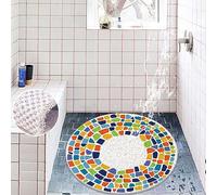 GLMGBP Non Slip Shower Mat, 110cm Round Loofah Shower Mats for Inside Shower, Wet Room Anti Mould Floor Mat with Foot Massage, Quick Dry Bathroom Bathtub Mat