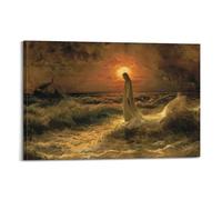 GLMHOK Religious Poster Christ Christ Walking on The Waters Decorative Painting Canvas Poster 16x24inch(40x60cm)