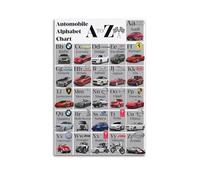 GLMHOK Super Car Alphabet Chart A to Z Artwork Poster Luxury Sport Cars Collection Decorative Painting Canvas Poster 16x24inch(40x60cm)