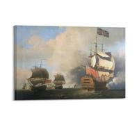 GLMHOK Vintage Battleships at Sea Poster British Royal Navy Warships, Maneuvering Their Sails In The Wind Decorative Painting Canvas Poster 16x24inch(40x60cm)