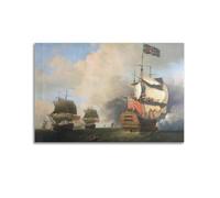 GLMHOK Vintage Battleships at Sea Poster British Royal Navy Warships, Maneuvering Their Sails In The Wind Decorative Painting Canvas Poster 12x18inch(30x45cm)
