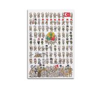 GLMHOK Vintage WWI Cute Anime Style Poster Ottoman Army Uniforms Artwork Decorative Painting Canvas Poster 12x18inch(30x45cm)