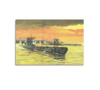 GLMHOK WW2 Vintage Battleship Poster Germany U-Boot Typ IXC & VIIC Decorative Painting Canvas Poster 20x30inch(50x75cm)