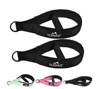 GLMMIR Pilates Double Loop Straps for Pilates Reformer, Fitness Metal D Ring Straps Handle, Pilate Accessories Yoga Wristbands Exercise Straps for Gym Home Workout 2PCS - Black with Handle