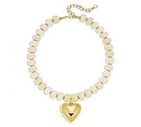 GLMOCM Chunky Beaded Necklace for Women Acrylic Colorful Bead Choker Necklaces Gold Puffy Heart Statement necklace Trendy Summer Beachy Jewelry Accessories, M, Acrylic, No Gemstone