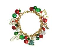 GLMOCM Gold Christmas Bracelet Snowflake Candy Cane Jingle Bell Bracelet christmas Tree Charm Bracelets for Women Xmas Jewelry Gift, adjustable, alloy, no gemstone