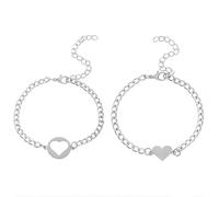 GLMOCM Matching Bracelets for Couples Personalized Friendship Bracelets Stainless Steel Cuban Chain Bracelet Heart Bracelet Promise Couples Bracelets for His Her BF GF, One Size, Stainless Steel, no