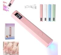 Glo Nail Stickers Portable Mini UV Nail Lamp, Handheld UV Light for Gel Nails, 400mAh Rechargeable, LED Display, 2 Timer Setting (Pink)