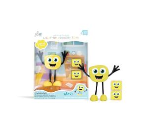 Glo Pals Alex Character. Water-Activated Light-up Sensory Bath Toy + 2 Reusable Light-Up Cubes. Kids Sensory Bath Time Toy. Gift for Boys & Girls 3+ (Alex - Yellow)