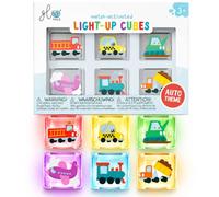 Glo Pals Water-Activated Light-Up Bath Toy Cubes, Automobiles, Pack of 6