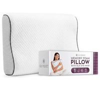 Glo Velvet Contour Memory Foam Pillow for Neck & Shoulder Pain - Orthopaedic Ergonomic Cervical Support, Dual Height for Side & Back Sleepers - Includes Free Sleep Eye Mask (40x60cm)