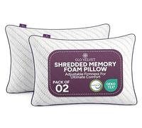 Glo Velvet Zuvo Shredded Memory Foam Pillow 2 Pack | Adjustable Bamboo Cooling Pillow for Neck & Shoulder Support | Side & Back Sleepers | Hypoallergenic, Machine Washable | 71x45cm