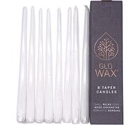 Glo Wax Taper Candles Beautiful Pack Decorative Mood-Enhancing Romantic Relax Unscented Dinner Candles 8 Hour Burn Time, 2.2 x 30cm (16 Pack, White)