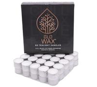 Glo Wax Tea Lights Candles 8 Hour Burn 50 Pack White Unscented tealights Lead-Free Cotton Wicks Candles Long Burning Home Décor 3.7 x 2.4 cm Premium