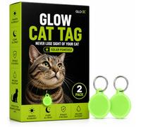 GLO-X Cat Collar Glow Tags - World’s Most Powerful Glow in The Dark Cat Collar Tags for Night Safety - Enhance Visibility for 12+ Hours - Solar Powered
