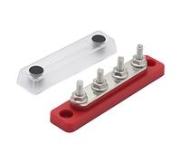 Gloaso 100A Marine Copper Busbar 12V-48V DC Power Distribution Block with 4x M5 Studs Mini Bus Bar Battery Terminals with Cover for Cars Motorhome Trucks Boat Yachts Solar Wiring, Red