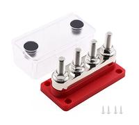 Gloaso 12V- 48V Bus Bar Copper BusBars 600A with 4x M10 Studs Power Distribution Block, Heavy-Duty Positive Battery Terminal Blocks with Cover 600 Amp for Car Motorhome Trucks Yacht Marine Solar, Red