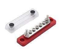 Gloaso 12V Marine Copper Busbar Power Distribution Block 100A with 2x M5 Posts, 5x #8 Screws Terminal Battery Mini Bus Bar 48V DC with Cover for Cars Vehicle Camper Solar Yacht, Black&Red 1 Pair