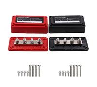 Gloaso Bus Bar 12V-48V 300A Battery Busbar Heavy Duty 4X M8 Studs Terminal Power Distribution Blocks for Car Truck Marine Boat Caravan Solar Campervan Yacht DC System, Red & Black 2 Pack