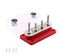 Gloaso BusBar Copper 12V- 48V Bus Bar Power Distribution Block DC 300A with 4X M8 Posts Battery Terminals Blocks Heavy Duty 300 Amp with Cover for Car Trucks Motorhome Solar Marine Boat, Red