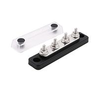 Gloaso Copper Bus Bar 12V-48V Marine Busbar Power Distribution Blocks 100A | 4x M5 Studs Battery Terminal Blocks 100 Amp 12 Volt 24V with Cover for Car Automotive Boat UTV Trailer Solar Wiring | Black
