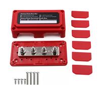 Gloaso Heavy Duty Bus Bar Power Distribution 300A Marine Busbar with 4x M8 Posts Terminals Blocks, 12V-48V DC Battery Junction Block 300 Amp for Car Trucks Boat Caravan Yacht Solar, Red