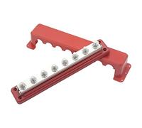 Gloaso Large Busbar Copper 12V-48V DC 600A with 8X M10 Posts Battery Terminal, Heavy Duty 600 Amp Bus Bar Power Distribution Block for Truck, Motorhome, Camper, Boat, Marine, Flame-Retardant Base, Red