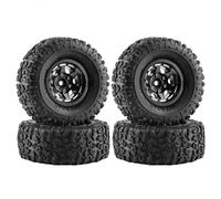 GLOBACT 1.3" Beadlock Wheels Tires Set Offset -3.75mm Aluminum Wheel for Axial SCX24 AX24 TRX4M Upgrade 1/18 1/24 RC Crawler Parts (Black)