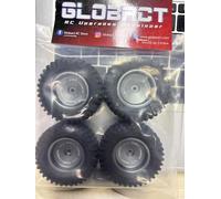 GLOBACT 1.3" RC Wheel Tires Set Sticky Mud Terrain Tires for 1/18 1/24 TRX4M SCX24 RC Crawler Upgrade Accessories (4Pcs Titanium)