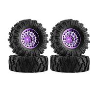 GLOBACT 1.3" Wheel Tires Set Beadlock Wheel and Sticky Rubber Tires for Axial SCX24 AX24 TRX4M 1/18 1/24 RC Crawler Upgrade Parts (4PCS Purple)