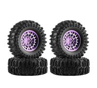 GLOBACT 1.3" Wheels Tires Set Offset -3.75mm Beadlock Wheels and Sticky Soft Rubber Tires for Axial SCX24 AX24 TRX4M 1/18 1/24 RC Crawler Car (4PCS Purple)
