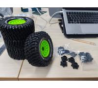 GLOBACT 1/7 1/8 RC Short Course Truck Tyres with 12mm 14mm 17mm Replaceable Hex Adapter for TRAXXAS UDR ARRMA Mojave FS 336184 RC Off-Road Buggy Car (4PCS)