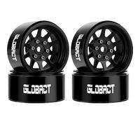 GLOBACT 1.9 Beadlock Wheels Rims 1/10 RC Crawler Wheels for TRX4 TRX6 Axial SCX10 I II III Pro Redcat 1/10 RC Crawler Upgrade Accessories (4Pcs Black)