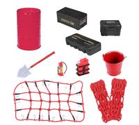 GLOBACT 11PCS 1/10 RC Crawler Accessories Luggage Net/Oil Drum/Fuel Tanks/Recovery Board/Toolbox/Shovel/Iron Bucket/Fire Extinguisher for 1/10 TRX4 Axial SCX10 REDCAT Decoration (Black)