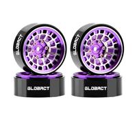 GLOBACT Aluminum 1.3" Beadlock Wheels -3.75mm Offset for SCX24 AX24 TRX4M Upgrade 1/18 1/24 RC Crawler Parts (Purple)