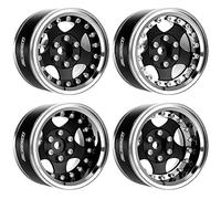GLOBACT Aluminum 1.9 Inch Beadlock Wheels Adjustable Offset for 1/10 TRX4 TRX6 Axial SCX10 I II III Redcat GEN7 GEN8 RC Crawler (4Pcs Black)