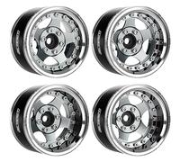 GLOBACT Aluminum 1.9 Inch Beadlock Wheels Adjustable Offset for 1/10 TRX4 TRX6 Axial SCX10 I II III Redcat GEN7 GEN8 RC Crawler (4Pcs Titanium)