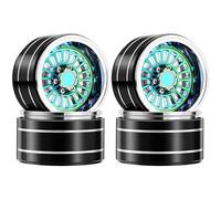 GLOBACT Turbine 1.9 Beadlock Wheel Rim Deep Dish Offset -10mm Aluminum Wheel Set for 1/10 SCX10 TRX4 VS4-10 Gen8 RC Crawler Upgrade (Green)