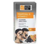 Global Beauty Care Premium 18 Nose Cleansing Strips of Activated Charcoal & Vitamin C Nose Strips For Blackheads Removal Charcoal Blackhead Remover Strips - 18 Ct
