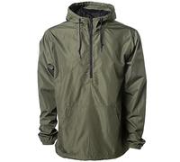 Global Blank Men's Lightweight Windproof Water Resistant Windbreaker Packable Jacket Shell with Hood, Army Green, M