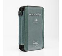 Global : Canvas Style Steel Blue Folding Colour Pencil Case Holds 48