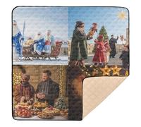 Global Christmas Culture Wallpaper Large Non-Slip Baby Play Mat for Indoor Outdoor Non-Toxic Baby Play Tummy Time Mat for Newborns Babies Infants Toddlers, 50'' x 50''