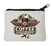 Global Coffee Transportation and Delivery Service Neoprene Coin Purse Pouch 10x11cm White