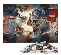 Global Conflict Map Puzzles 300 Pieces Wooden Puzzles for Adults And Teenager Family Game Christmas Eve Gifts 300pcs (40x28cm)