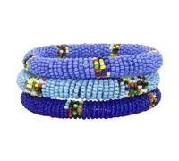 Global Crafts Handmade Maasai Bead Bracelets, from Kenya, 7 5 inch, Rubber