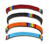 Global Crafts Handmade Maasai Bead Bracelets, from Kenya, One Size, Leather