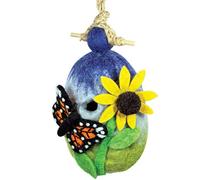 Global Crafts Wild Woolies Handmade Felt Birdhouse, Monarch Butterfly Garden (DZI484079000)