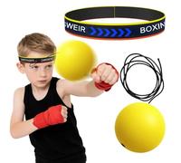 Global-Daily Boxing Training Ball with Adjustable Headband, Reaction Ball for Training, Speed, Boxing Training, Mixed Martial Arts, Fitness, Reaction Training (Yellow-9cm)